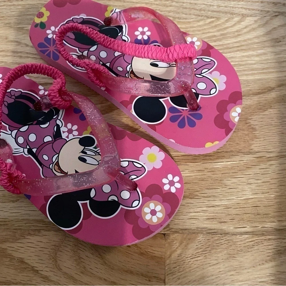 Disney Minnie Mouse Flip Flops Sz 9/10 Pink NEW Girls Kids
